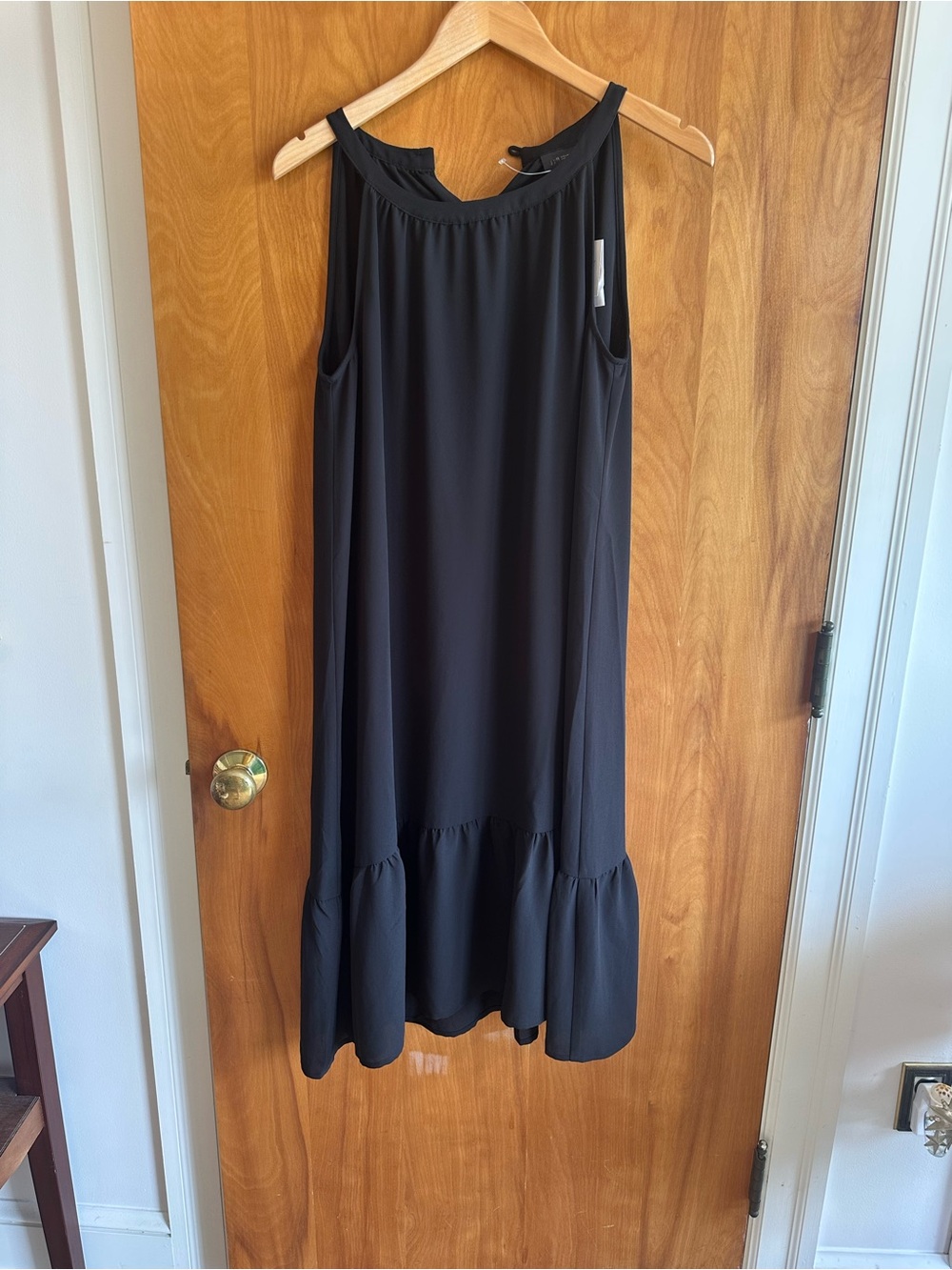J. Jill Black Sleeveless Ruffle-Hem Midi Dress